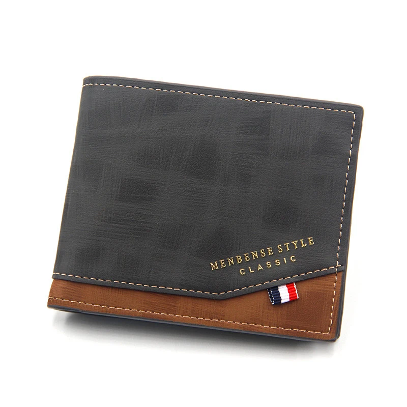 Cartera informal de negocios para hombre, cartera pequeña a la moda, monedero corto, bolso de mano de cuero de Color sólido, Estilo Vintage