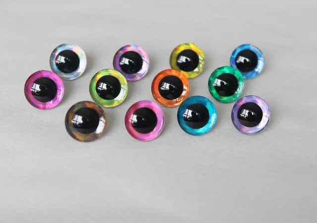 20pcs  12kinds colors 9mm14mm 16mm 18mm 20mm 25mm 30mm 35mm Trapezoid toy eyes 3D COLORFUL SAFETY DOLL EYES FOR DIY CRAFT--D12 2