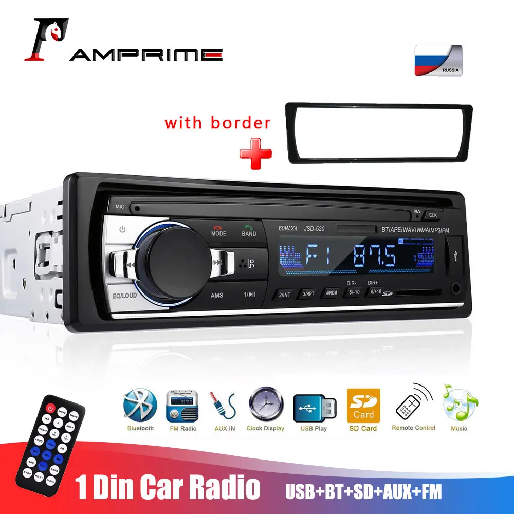 Автомагнитола AMPrime 1 Din стерео с Bluetooth автомобильная аудиосистема дистанционным