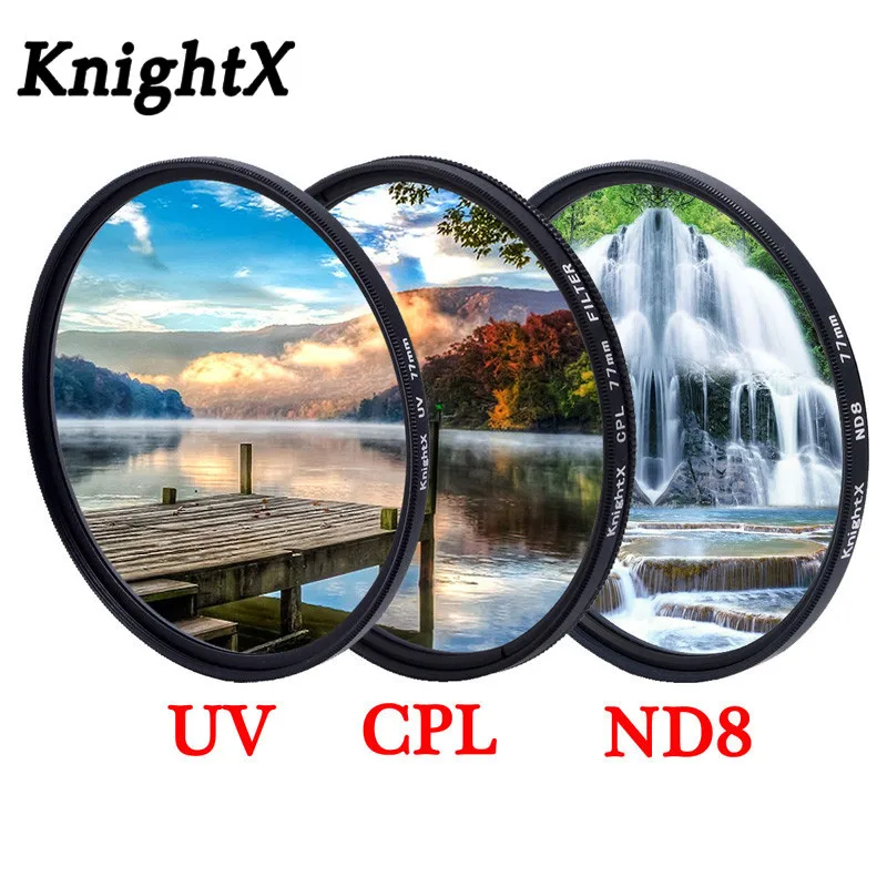 Переменный фильтр для объектива KnightX UV CPL ND Star canon nikon фото 24 105 d5300 18 200 49 мм 52 55 58 62 67 72