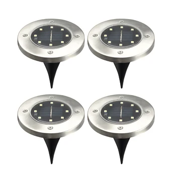

4pcs/set Decking Floor Yard LED Ground Lights Garden Decor Path Lamp Solar Powered Lawn Landscape Outdoor Waterproof Patio