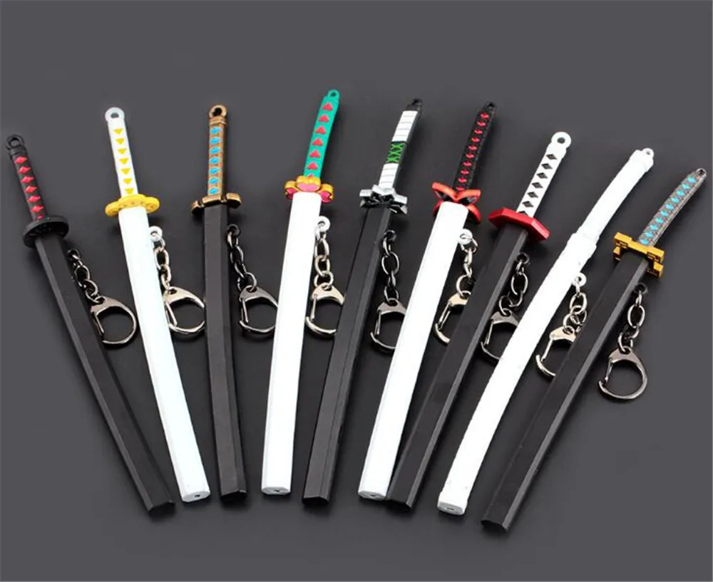 Anime Demon Slayer Sword Keychain Cosplay Katana Ghost Blade Metal