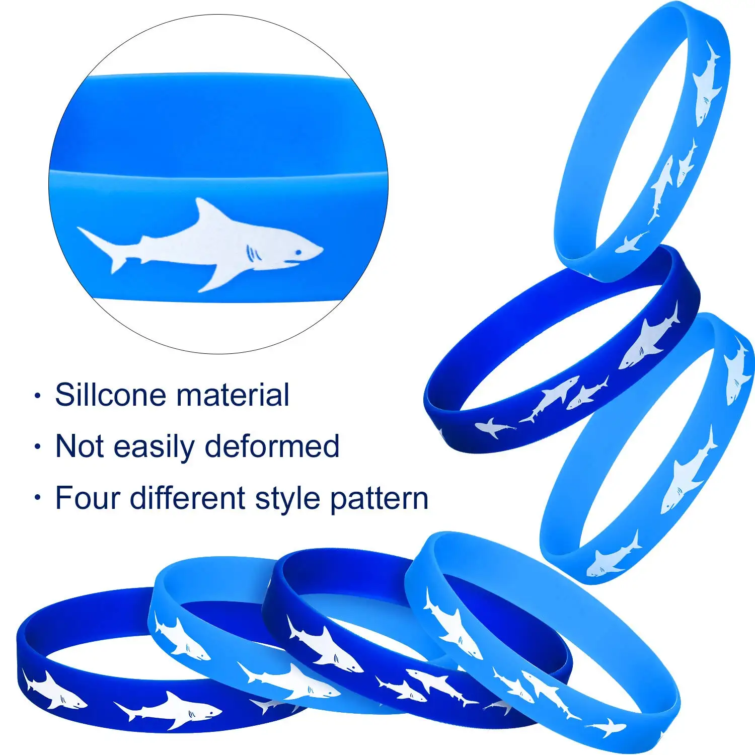 24 Pieces Shark Party Favors Rubber Wristbands Bracelet  Under the Sea  Shark Birthday Party Favors Supplies Gift Decorations