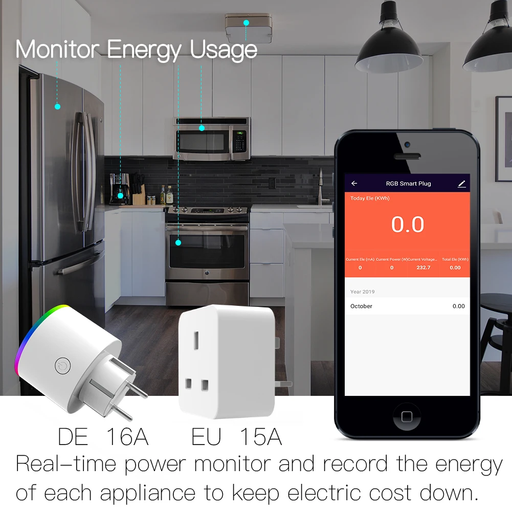  WiFi Smart Plug Outlet Wireless Power Socket Smart Life/Tuya App Remote Control Work with Alexa Goo - 4000252267462