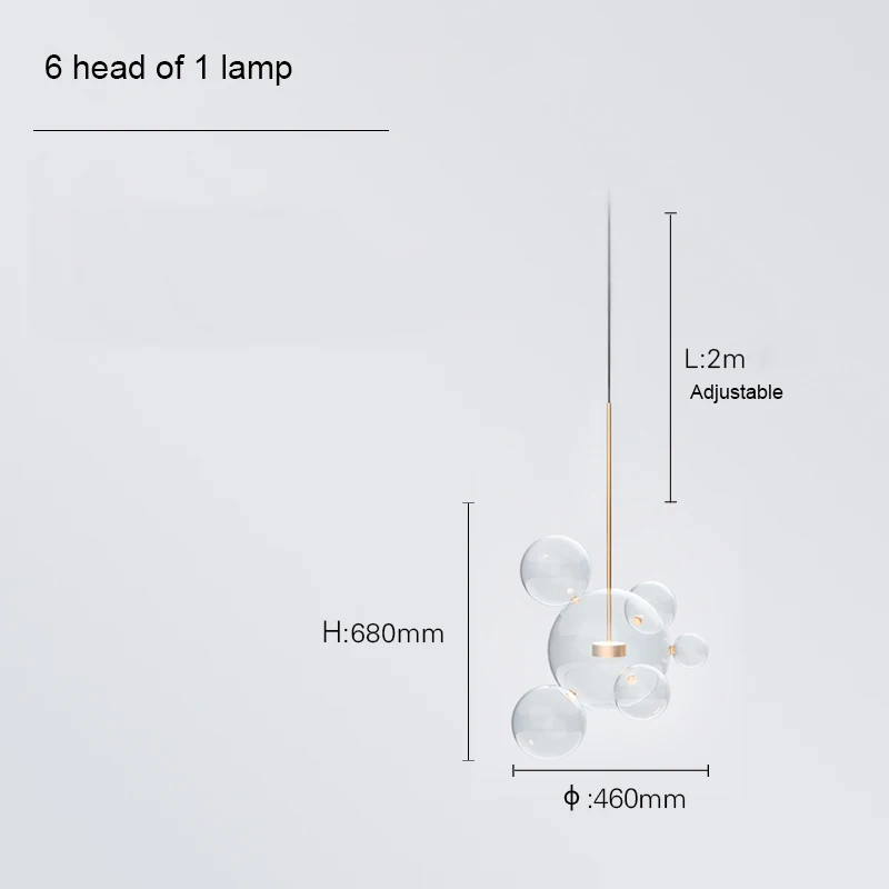 Artpad Люстра для гостиной, теплое/белое освещение, креативная прозрачная стеклянная пузырчатая лампа для детской комнаты, внутреннее декоративное освещение - Цвет абажура: 12w 6 heads