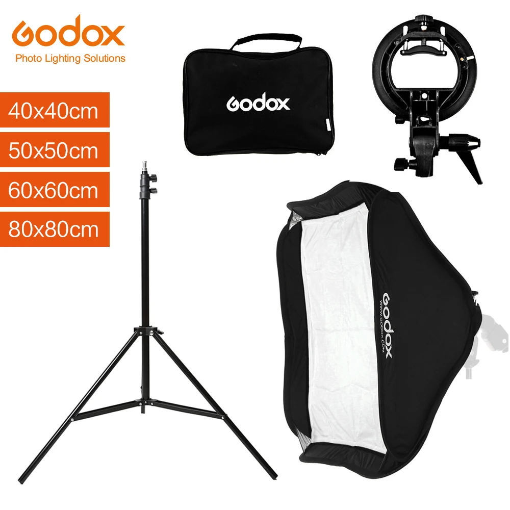 Godox 80x80 см 31x31 дюйм вспышка Speedlite софтбокс с S-образным кронштейном комплект