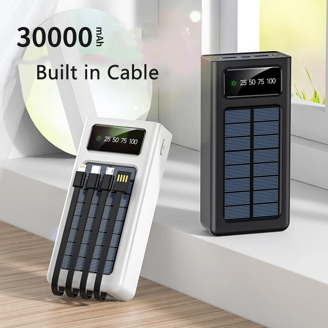 Power Bank 30000mAh Cargador Solar: Batería Externa Móvil Portátil