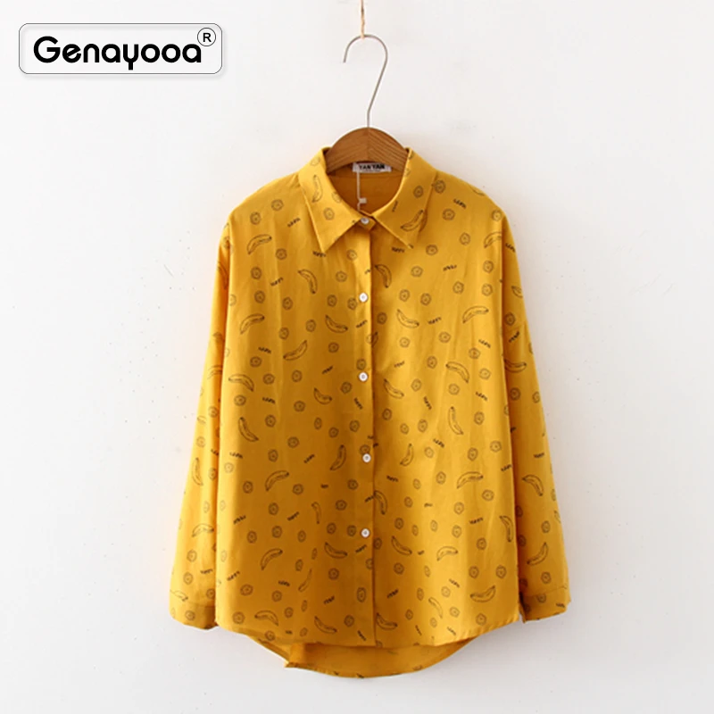 

Genayooa Casual Shirts Ladies Tops Female Shirts Vintage Women Shirts And Blouses 2019 Long Sleeve Print White Blouse Spring