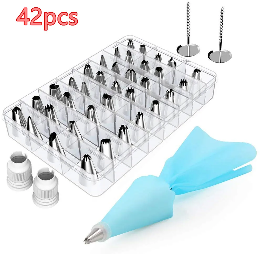 Style 7(42pcs) Набор инструментов для украшения торта, поворотный стол для выпечки, Кондитерские насадки, кондитерские инструменты, круглые инструменты для украшения торта, вращающаяся подставка для торта - Цвет: Style 7(42pcs)