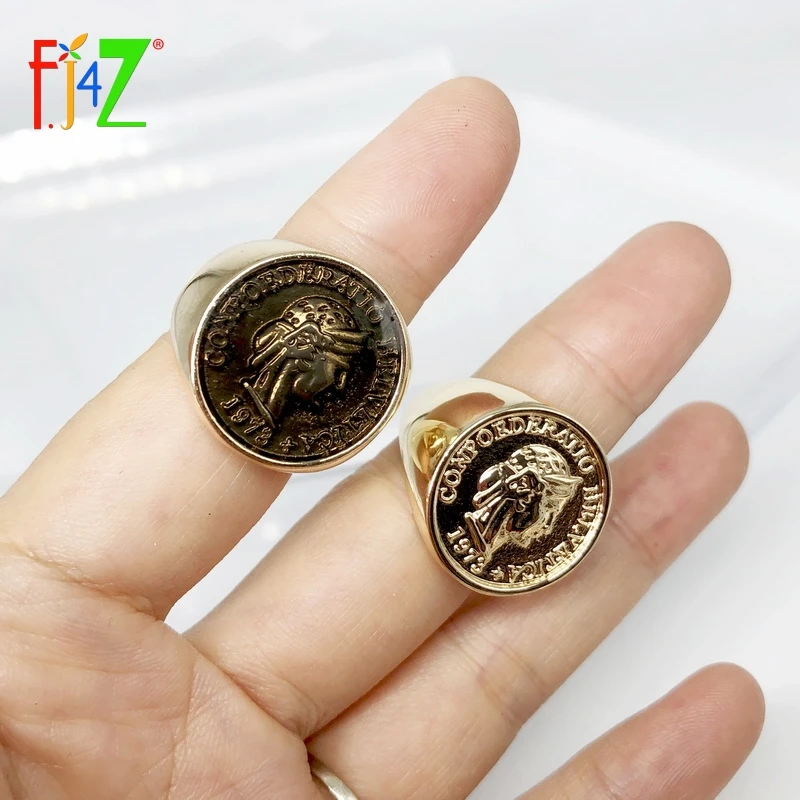 F. J4Z Новинка, фирменный дизайн, женские кольца, верхняя часть монеты, кольца на палец, винтажные женские ювелирные изделия, подарки anillos de mujeres, Прямая поставка