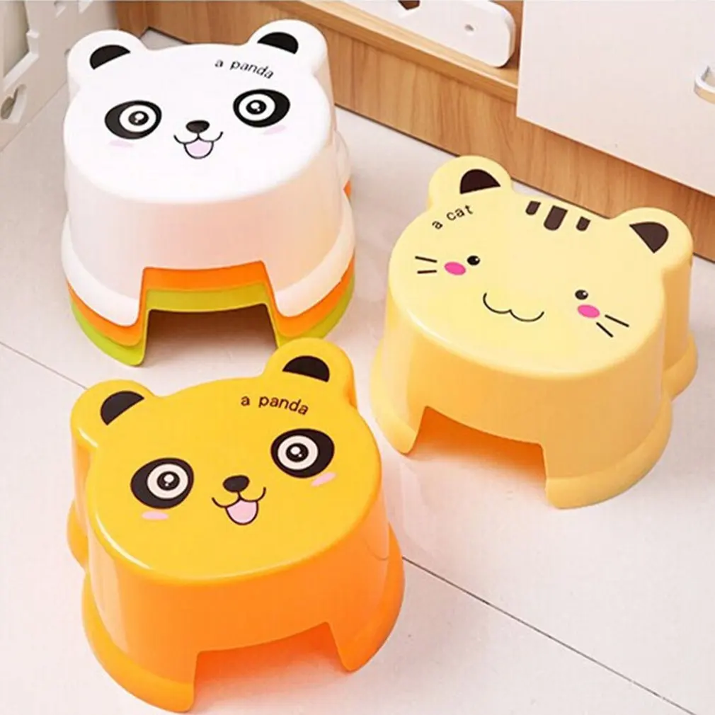 

Thick Plastic Stool Multi Purpose Slip Resistant Children Stool Creative Cartoon Stool for Bathroom Living Room