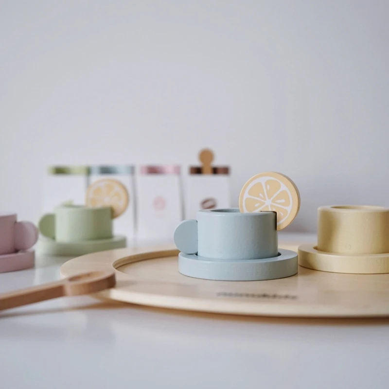 Nunukids Model Tea Party Set Tableware Learning Toy Pretend Game Realistic Kitchen Toy Dollhouse Accs Kids Funny Gift