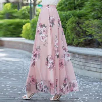 

Long Skirt Print Light Fabric Chiffon 2020 Summer Clothes Beach Bohemian Maxi Skirts Women High Waist Casual Vestidos Sexy WF296