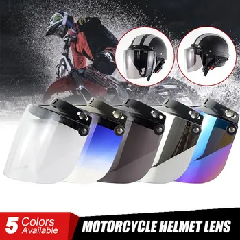 

Racbox 3-snap retro helmet shield lens Motorcycle open face helmet vintage Flight Helmet visor Flip Up Down For Universal