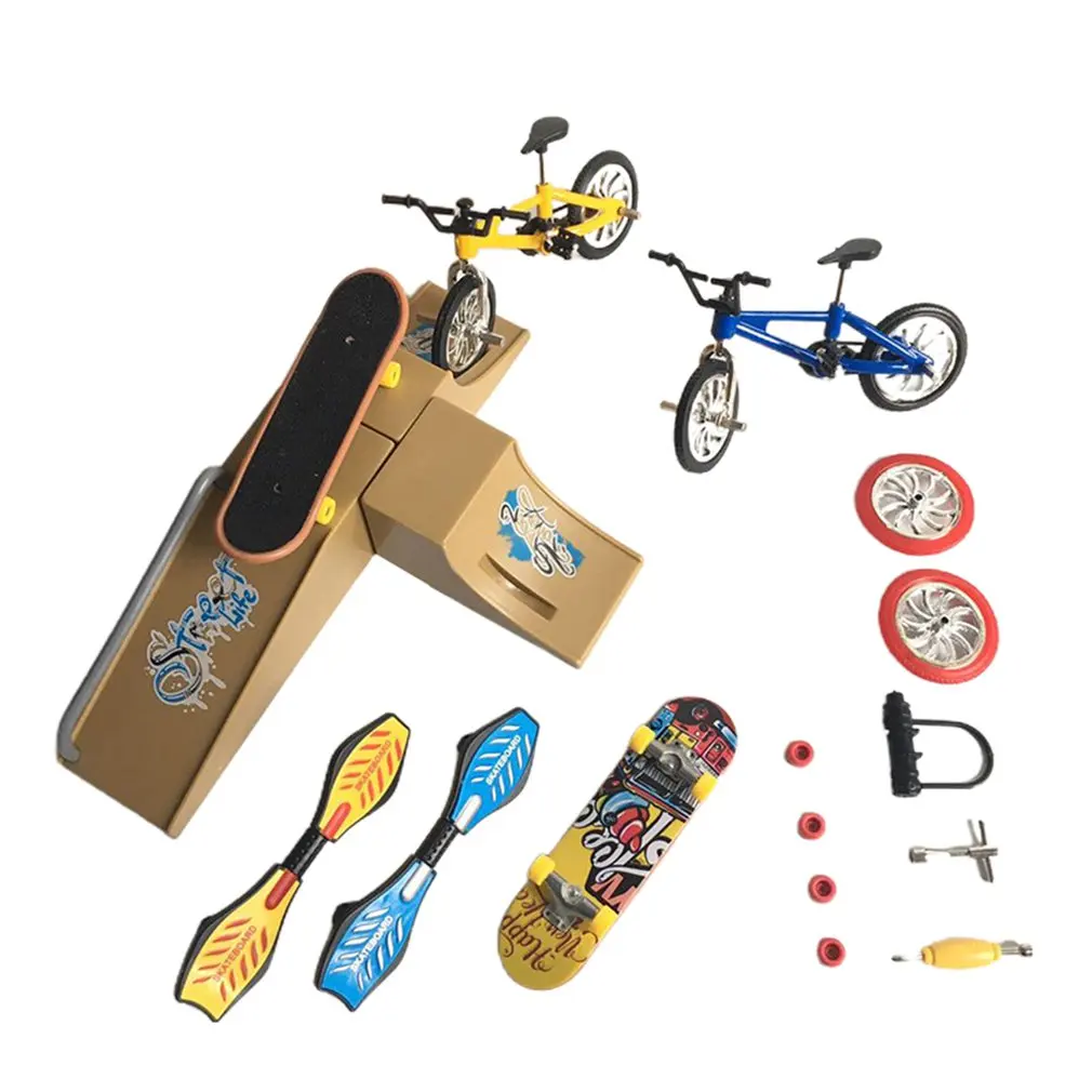 Mini Finger Toys Set Skateboards Finger Bikes Roller Winziges Schaukelbrett A. 