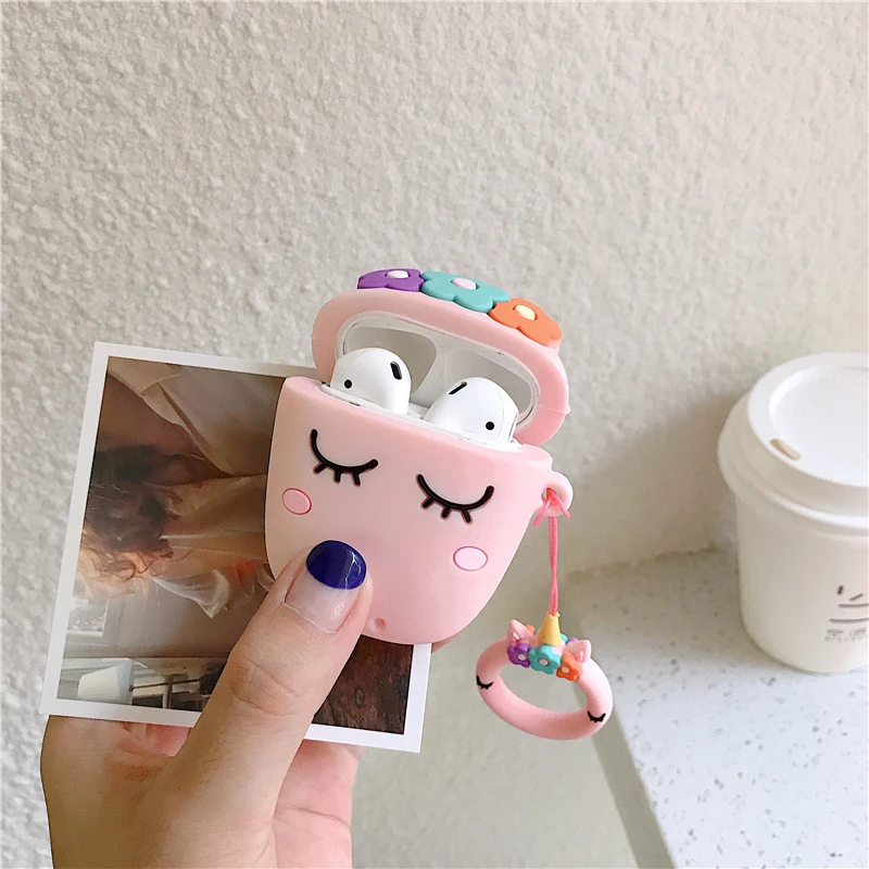Чехол для наушников с мультяшным единорогом и Bluetooth для Apple Airpods, аксессуары, защитный чехол для AirPods 2, милый чехол с кольцом на палец