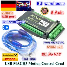 DE free VAT 5 Axis 200KHZ MACH3 USB Motion Control Card NVUM CNC Controller G code for CNC Mill Router Stepper Motor Servo motor cnc controller board 3 4 6 axis mach3 usb cnc stepper motor controller card smooth motion usb board