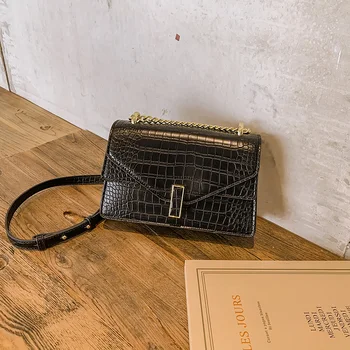 

High Quality Chain Handbags 2020 New Fashion Small Square Bag Crocodile Pattern Shoulder Messenger Bag Women Purse and Handbags