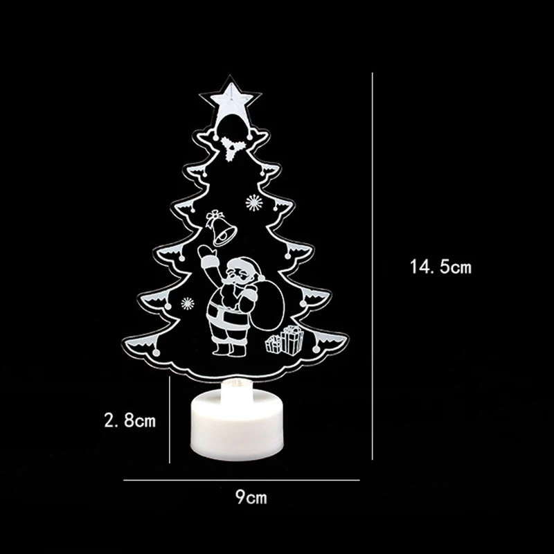 3D стерео ночные светильники украшения для дома на Рождество Санта Клаус светодиодный светильник ночник красочная вспышка акриловая Кнопка батарея свет - Испускаемый цвет: Christmas Tree