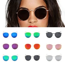 Новые ретро-козырек круглые мужские солнцезащитные очки Женская металлическая рамка зеркальные солнцезащитные очки женские UV400 Красочные Металлические поляризованные солнцезащитные очки