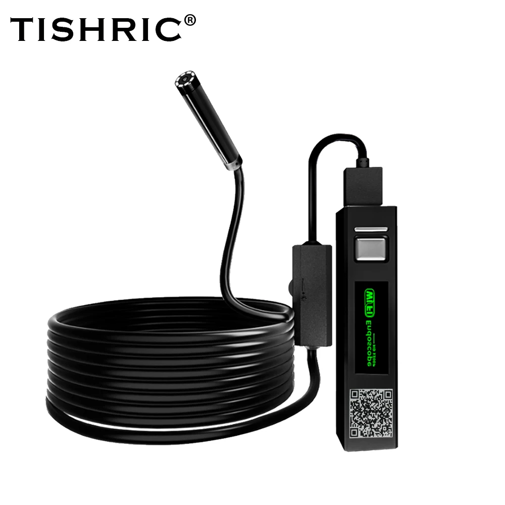 TISHRIC-endoscopio WIFI para Android y Iphone, cámara Flexible con cable, IP68, 1080P, inspección, luces LED de 8mm