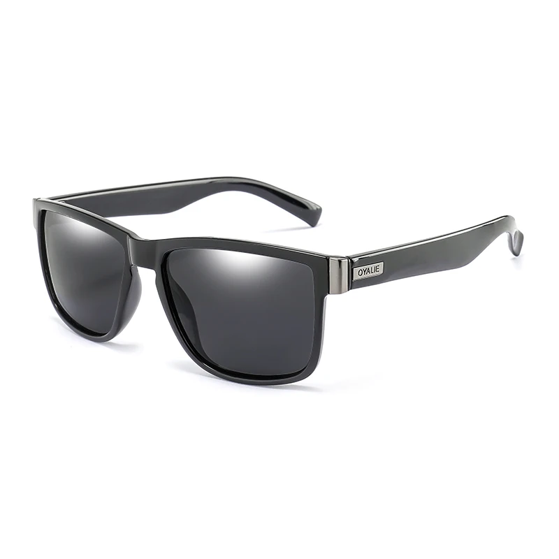 OYALIE Polarized Sunglasses Men Women Brand Design Vintage Square Sun Glasses Driver Shades Goggles Mirror UV400 Oculos - Цвет линз: BLACK BLACK