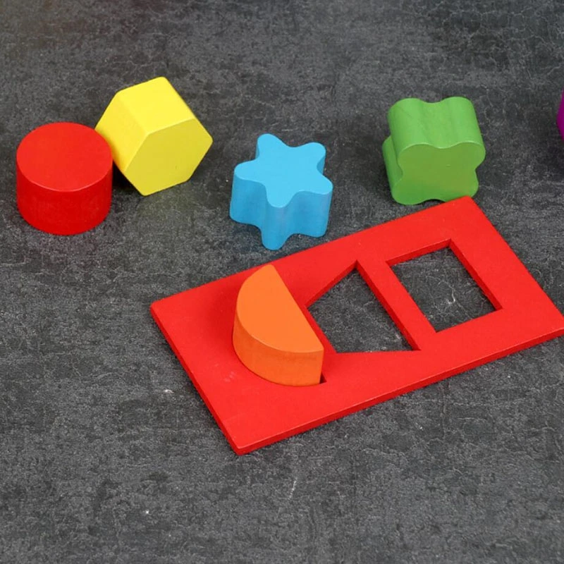 Геометрические формы и цвета соответствующие игрушки деревянные 3D Пазлы Детские Монтессори раннего обучения игрушки для семейных игр