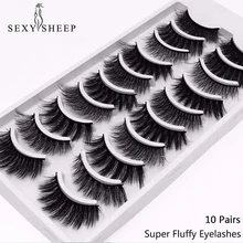 SEXYSHEEP 10 пар 3D норковые ресницы натуральные длинные накладные ресницы Объемные Накладные ресницы для макияжа Удлиненные ресницы «maquiagem»