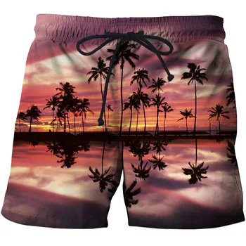 

Sailboat Beach Printed 3D Board Shorts Mens Summer Cool Swiming Shorts For Male Vacation Quick Dry Beach Shorts Drop Ship