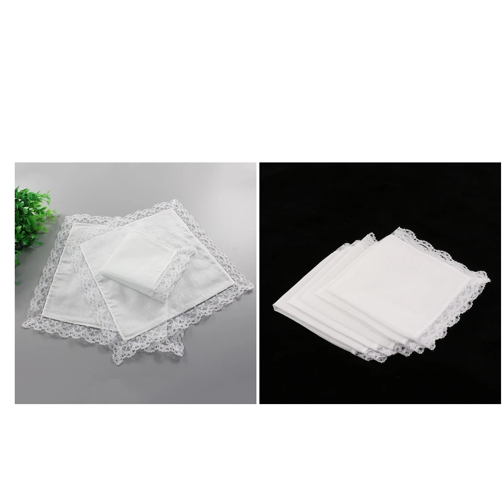 10 Pieces Men Women 100% Cotton White Handkerchiefs Comfy Hanky Party Hankies