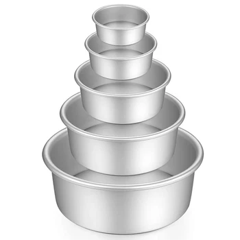 

Round Cake Mold Aluminium 5 Pcs Bakeware with Removable Base for Cake Baking Party 5Inch 6Inch 7Inch 8Inch 9Inch