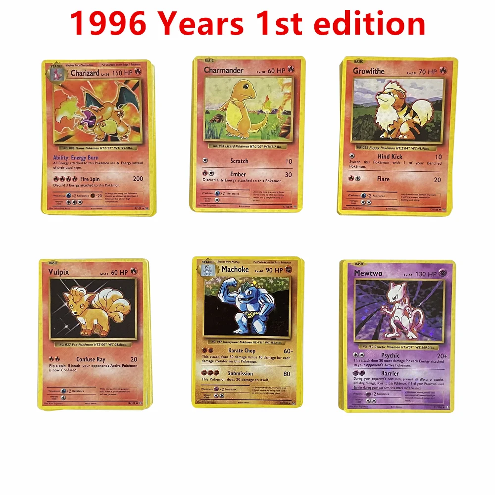 Pokemon Cards 1996 1st Edition English Charizard Blastoise Venusaur  Ninetales Mewtwo Zapdos Pokemon Flash Game Collection Cards - Game  Collection Cards - AliExpress
