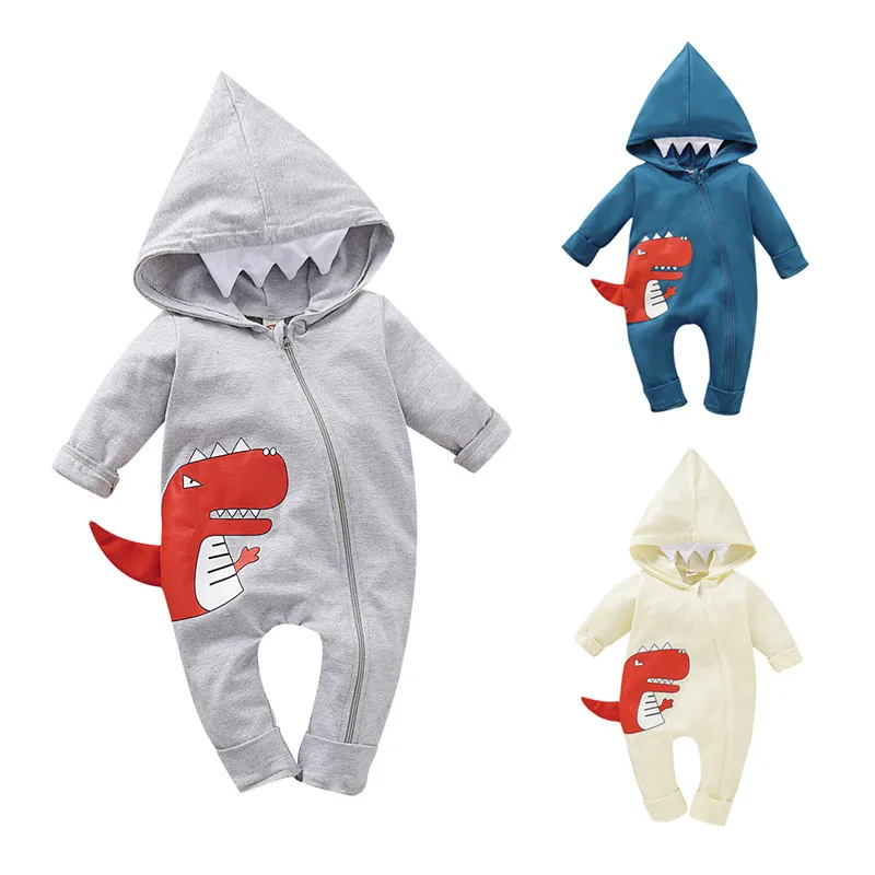 

Baby Boy Hooded Rompers Newborn Baby Girl Clothes Infant Long Sleeve Cartoon Dinosaur Romper Autumn Toddler Girl Jumpsuit Outfit