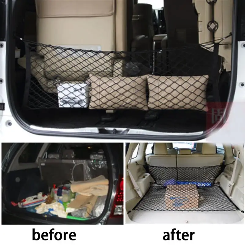 Автомобильные сетки-держатели в багажник 120x70 см эластичный крепкий нейлон грузовой органайзер для хранения в багаже сетчатая сетка с крючками для автомобиля фургон пикап SUV MPV