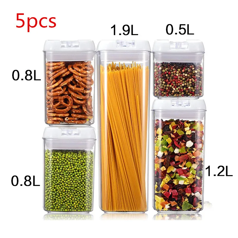 

5 PSC set food storage container cereal container plastic container Storage bottle Kitchen food storage bottles, cans, boxes