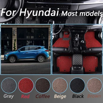 

Double layer Wire Car Floor Mats For Hyundai i40 santa getz tucson solaris creta elantra leather all models Custom Non-slip Mat
