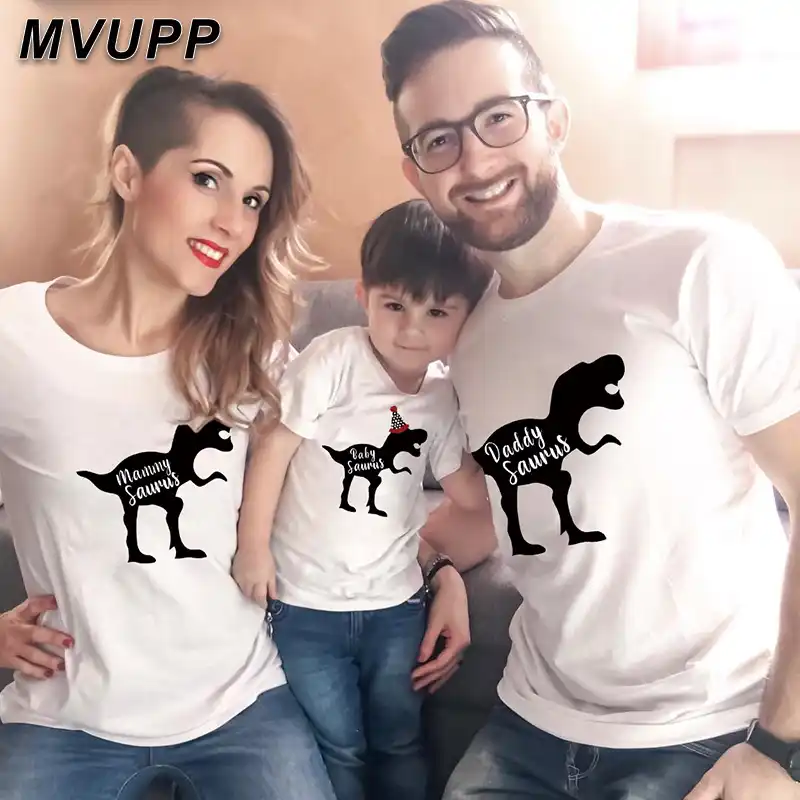 Conjunto De Ropa A Juego Para Papa Hijo Madre Hija Bebe Dibujos Animados De Dinosaurio Moda Camiseta Conjunto Estampado Trajes Iguales De Familia Aliexpress