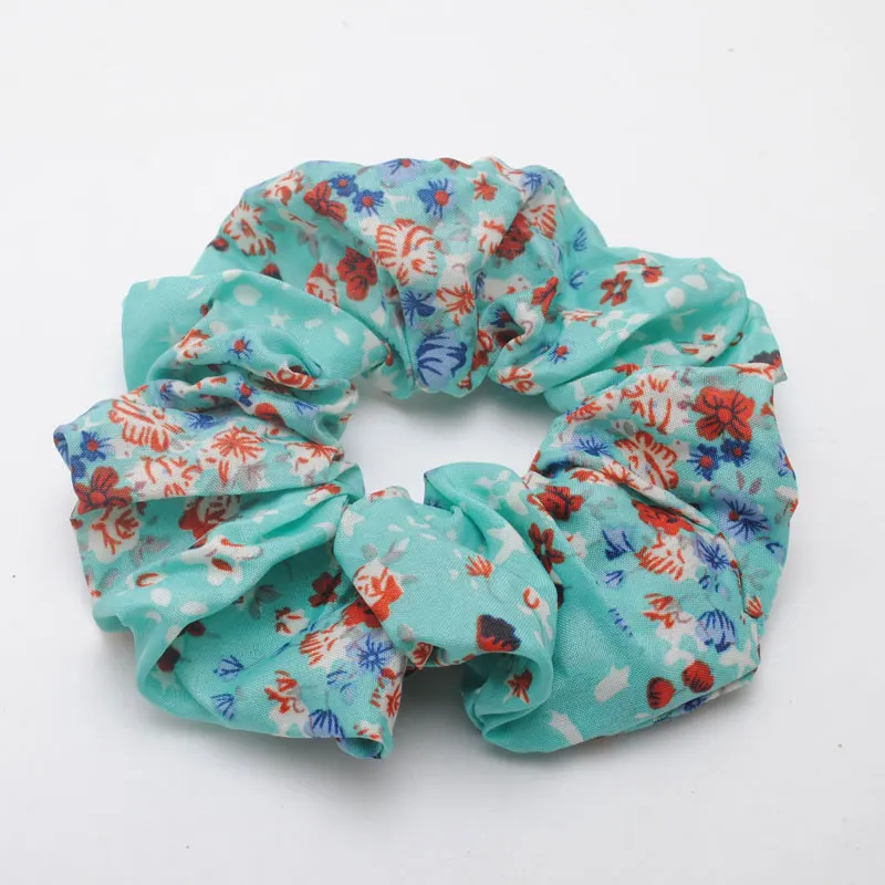 6 Pieces New Women Hair Scrunchies Girls Elastic Hair Bands Fashion Flower Print Hair Tie Gum Ponytail Hair Holders Accessories