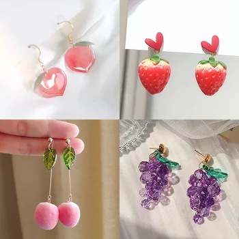

SNCSDK Fruit Fashion 2020 New тенденция Super Fairy Women's dangle Earrings серьги висячие cute small fresh Women's earrings