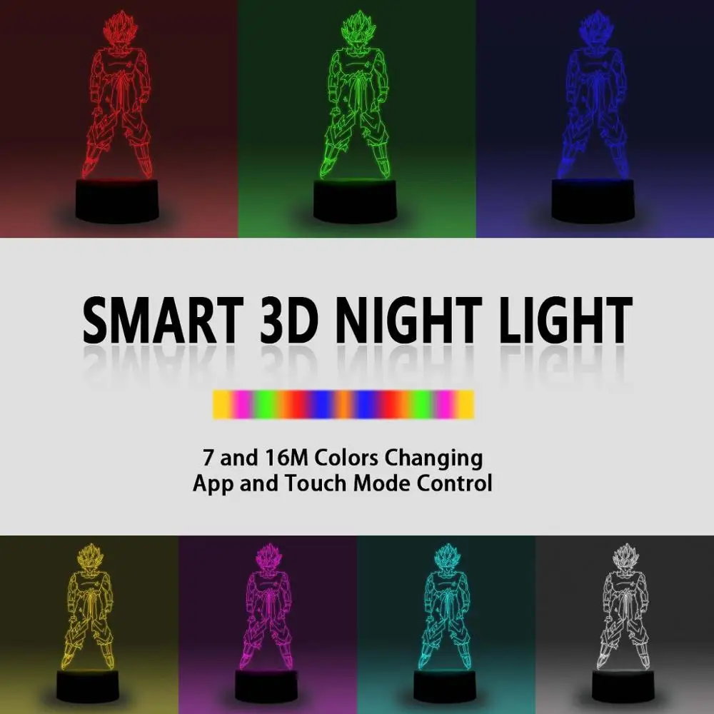 NiteApps 3D шары дракона Сон Гоку стоящий ночник настольная лампа иллюзия Лампа подарок на день рождения приложение/сенсорное управление