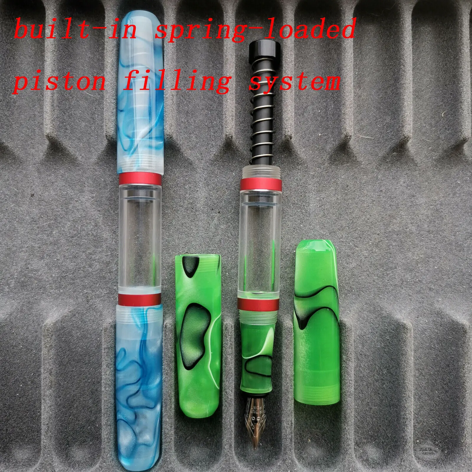 

Fountain Pen Transparent Clear And Resin Go Fountain Pens M Nib Spring-Loaded Piston Filling Stationery Office School Supplies