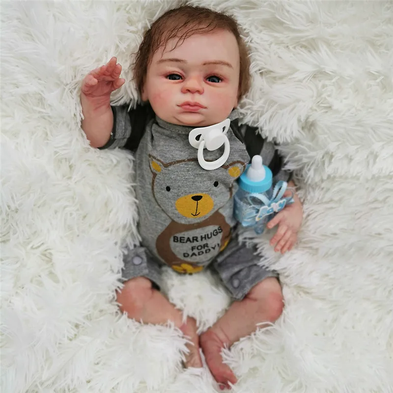 As picture 18 дюймов бутик Reborn Baby Doll Реалистичная силиконовая кукла Reborn Baby Doll Boneca Reborn Menino Brinquedos подарок на день рождения Juguetes - Цвет: As picture