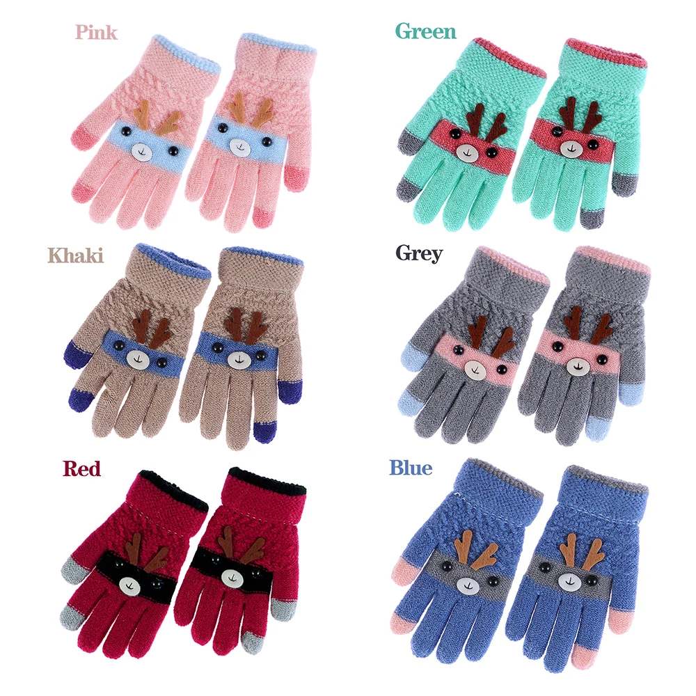 1 пара, милые детские перчатки с рисунками, зимние шерстяные вязаные варежки, толстые теплые детские перчатки, теплые перчатки для детей 3-8 лет