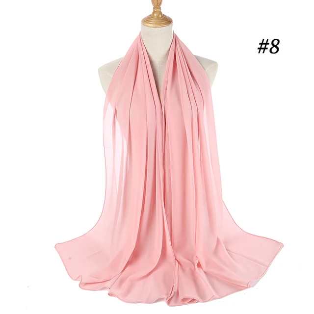 women plain bubble chiffon scarf hijab wrap printe solid color shawls headband women hijabs scarves/scarf 60 colors COLOR 8