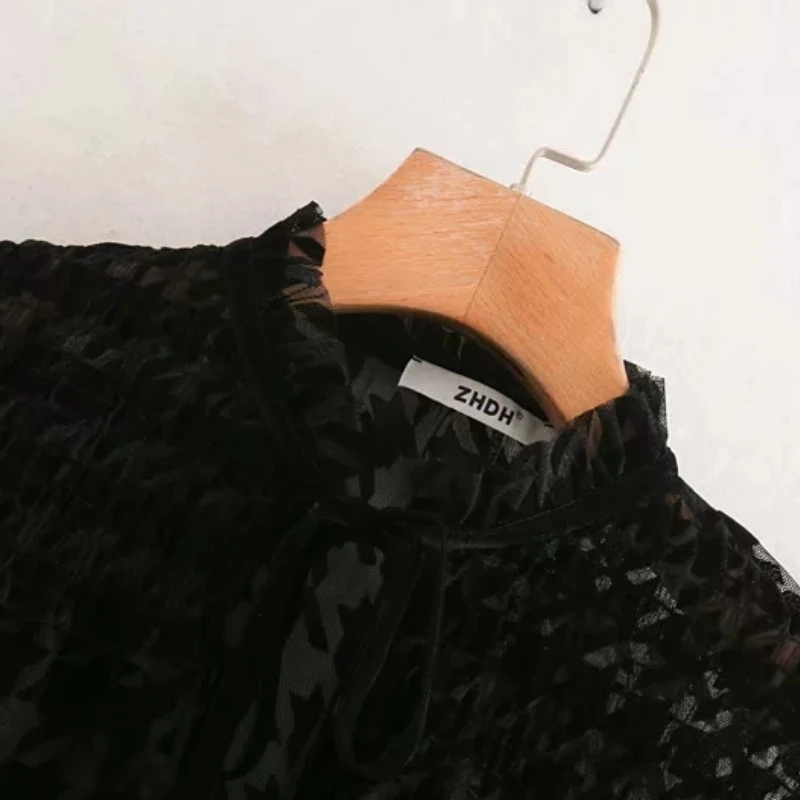 Модное женское зимнее платье большого размера с глубоким v-образным вырезом, прозрачная рубашка, осенняя женская блузка с длинными рукавами для отдыха, свободные топы S6397