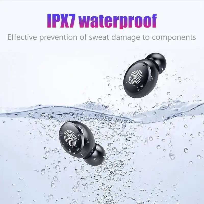 TWS Earphone Wireless Bluetooth 5 0 IPX7 Mini Headset 4000mAh Charging Case Touch Button Phone Holder Chinese English Optional