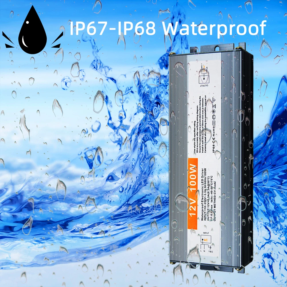 IP67 Waterproof Switching Power Supply Transformer AC 110V~220V To DC 12V 24V Lighting Driver 30W 50W 100W 200W For LED Strip | Лампы и