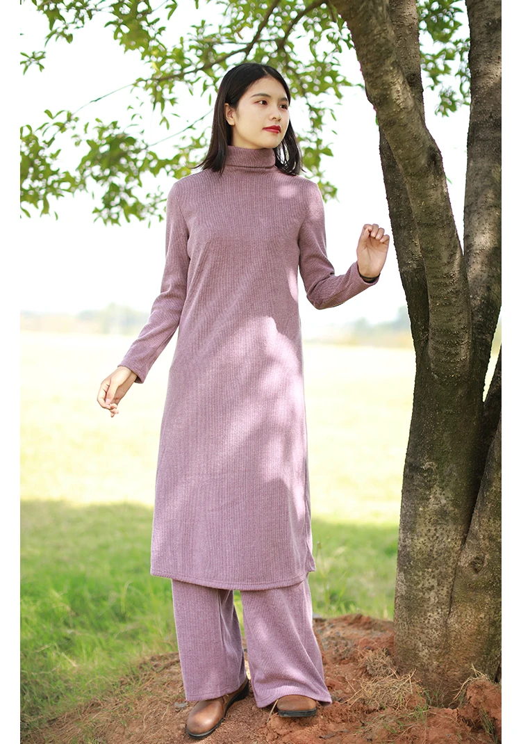 LZJN 2019 Autumn Winter Full Sleeve Women Knitted Turtleneck Sweater Dress Mid-length Female Knit bottoming Shirt Black 4 Colors (17)