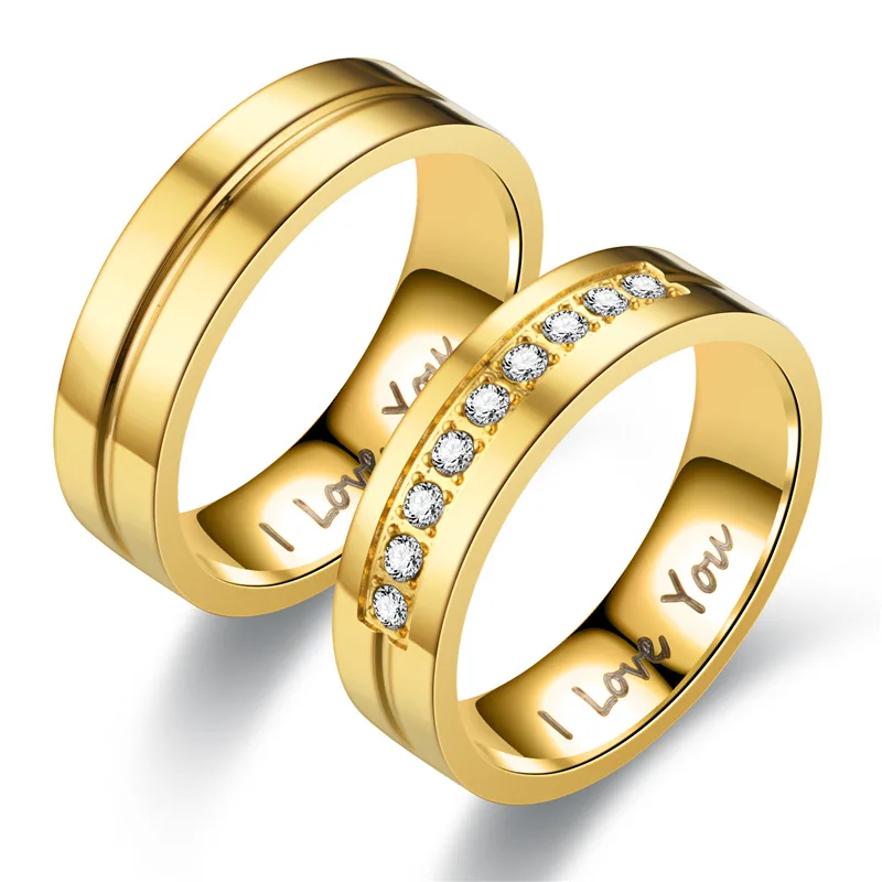 Модные женские мужские изделия из титановой стали кольцо классическое письмо I Love You кольцо серебряное Золото Цвет ювелирные изделия для пары свадебные подарки аксессуары