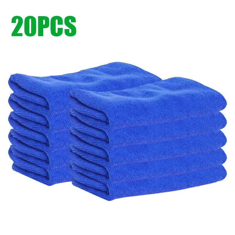 

20pcs/set Car Polishing Wash Towel Microfiber Blue Cloth Waxing Rag Buffing Pad Auto Buffing Detailing 25*25cm new